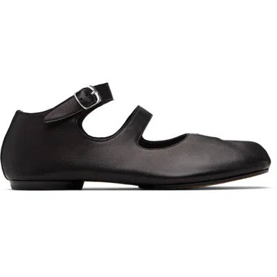 Maison Margiela Black Tabi Ballerina Flats In Animal Print