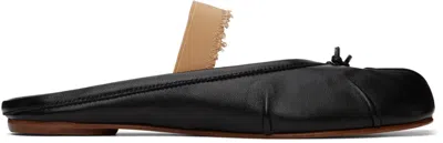 Maison Margiela Tabi Frayed Split-toe Leather Ballet Flats In Black