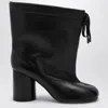Maison Margiela Tabi Drawstring Leather Ankle Boots In Black