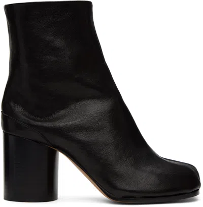 Maison Margiela Ankle Boots In Premium Sheepskin Leather With Unique Toe Design And Chunky Heel In Black