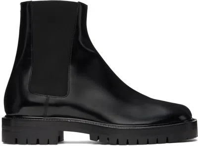 Maison Margiela Black Leather Tabi Ankle Boots Men In Multi