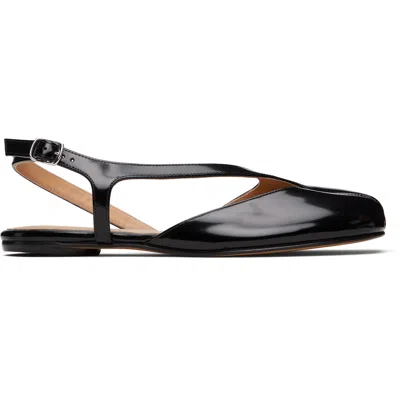 Maison Margiela Black Tabi Flat Slingback Sandals In Multi