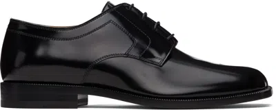 Maison Margiela Black Tabi Lace-up Shoe In Polished Calfskin