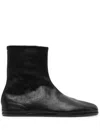 Maison Margiela Black Tabi Leather Ankle Boots In Black