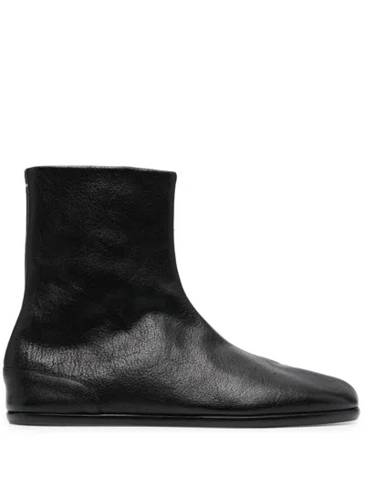 MAISON MARGIELA BLACK TABI LEATHER ANKLE BOOTS