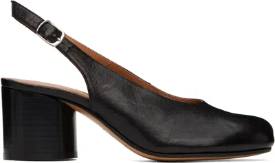 Maison Margiela Black Tabi Leather Slingback Heels In T8013 Black