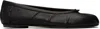 Maison Margiela Black Leather Flats With Unique Split Toe And Bow Accent In Black