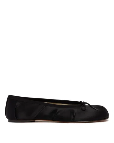 Maison Margiela Split-toe Minimalist Flat Shoes With Bow Accent In Black