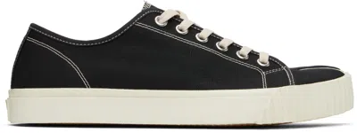 Maison Margiela Tabi Cotton Canvas Low Top Sneakers In Black White
