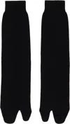 Maison Margiela Calzini Lunghi Tabi In Jersey Di Lana In 900 Black