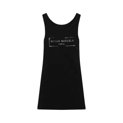 MAISON MARGIELA MAISON MARGIELA BLACK TANK TOP WITH MINIMALIST LOGO