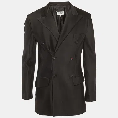 Pre-owned Maison Margiela Black Textured Satin Double Breasted Blazer S