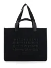 Maison Margiela Black Shopper Bag With Logo Applied On The Front In Cotton And Fabric Blend Woman In Black