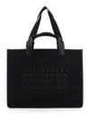 Maison Margiela Black Tote Bag With Logo Applied On The Front In Cotton And Fabric Blend Woman
