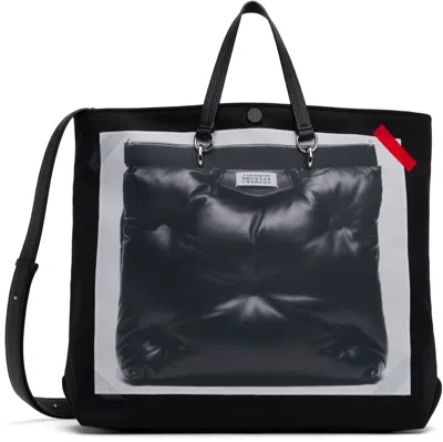 Maison Margiela Black Trompe L'oeil Glam Slam Shopping Tote In Ha193 Black/black