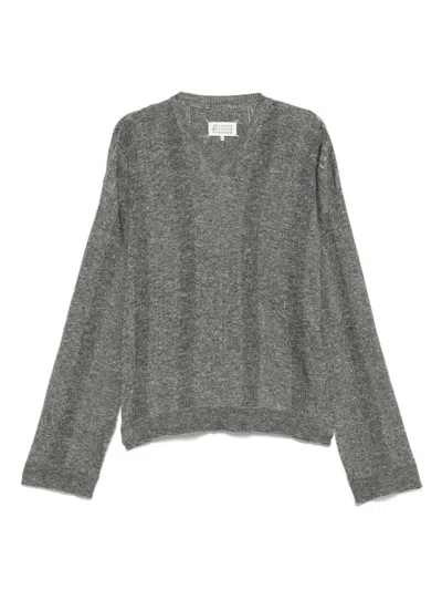 MAISON MARGIELA BLACK V-NECK SWEATER