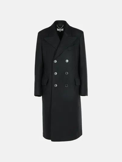 Maison Margiela Virgin-wool Double-breasted Coat In Black