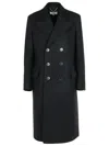 Maison Margiela Long Double Breasted Wool Coat In Black