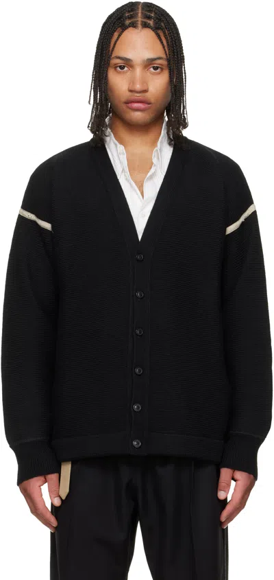 Maison Margiela Virgin Wool With Elbow Patches Cardigan In Black