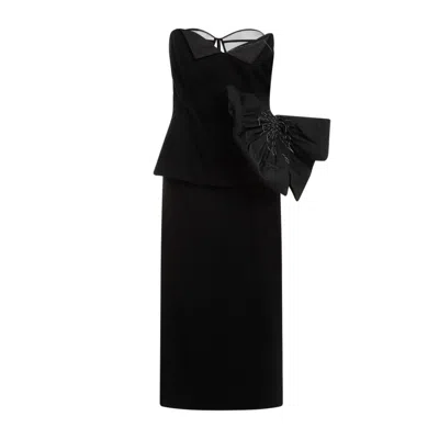 Maison Margiela Black Virgin Wool Midi Dress In  Black