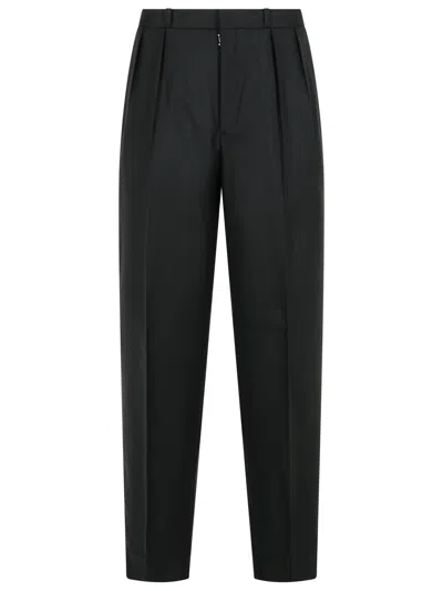 Maison Margiela Wool Trousers With Pockets And Pleats In Black
