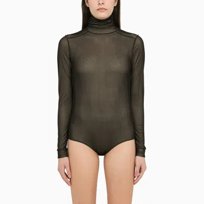 Maison Margiela Four-stitch Sheer Bodysuit In Black