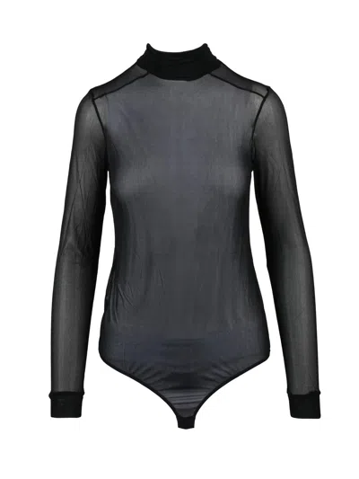 Maison Margiela Black Viscose Sheer Bodysuit