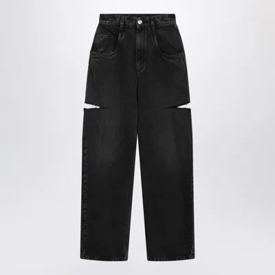 MAISON MARGIELA BLACK WASHED JEANS WITH SIDE RIPS
