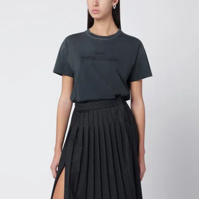 Maison Margiela Black Washed-out Cotton T-shirt With Reverse Logo In Gray