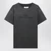 Maison Margiela Black Washed-out Cotton T-shirt With Reverse Logo In Green