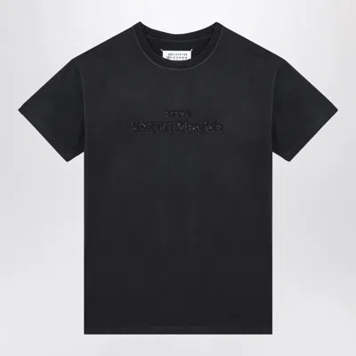 Maison Margiela Black Washed-out Cotton T-shirt With Reverse Logo Women In Grey