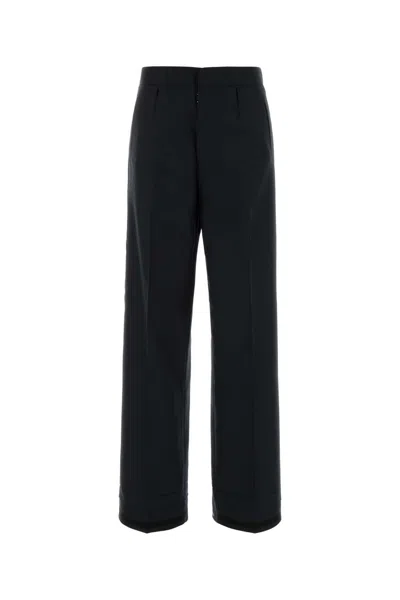 Maison Margiela Black Wool And Polyester Wide-leg Pant