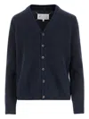 Maison Margiela Wool Cardigan Knitwear Black In Blue