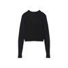 Maison Margiela Long-sleeved Wool Sweater With Cropped Fit And Minimalist Details In Black