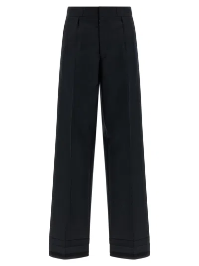 Maison Margiela Herringbone Wool Blend Trousers In Black