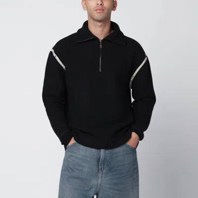 Maison Margiela Black Wool Half-zip Sweater