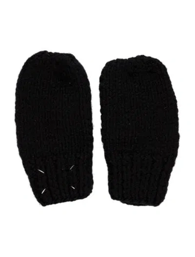 Pre-owned Maison Margiela Black Wool Knitted Mittens W. Tags