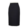 Maison Margiela Black Wool Midi Skirt In Black