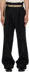 Maison Margiela High-waisted Pants With Pleats And Stylish Belt In Black