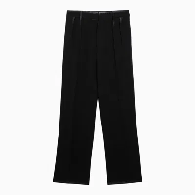 Maison Margiela Black Wool Wide Trousers Women In White