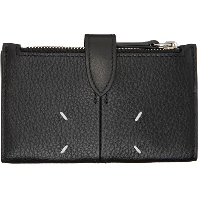 Maison Margiela Black Zip Card Holder In H8419 Black/black/bl