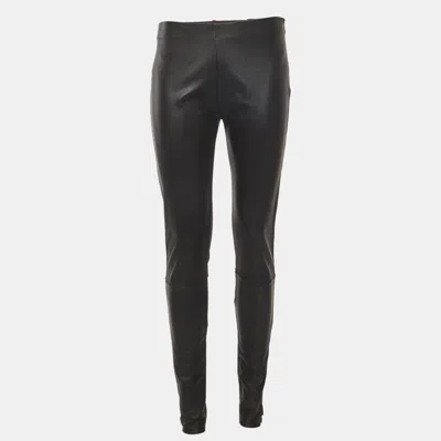 Pre-owned Maison Margiela Black/grey Knit And Leather Leggings M