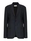 Maison Margiela Black Jacket With Classic Lapels And Logo Stitching On The Back In Mohair And Wool Blend Woman