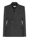 Maison Margiela Double-breasted Wool Blazer In Gray