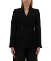 Maison Margiela Slim-fit Wool Jacket With A Fitted Waist In Black