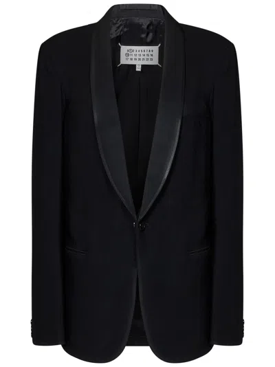 Maison Margiela Wool Single-breasted Blazer Jacket In Black