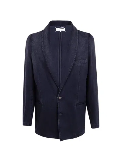 Maison Margiela Single Breasted Jacket Long Sleeves Lapel In Blue