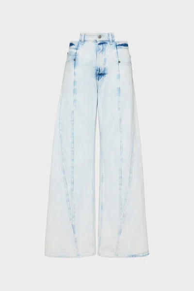 Maison Margiela Bleached Spliced Jeans Woman Light Indigo In Blue