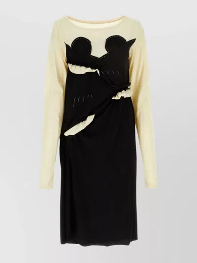Maison Margiela Block Design Draped Detailing Knee Length Dress