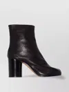 Maison Margiela Block Heel Leather Round Toe Boots In Black